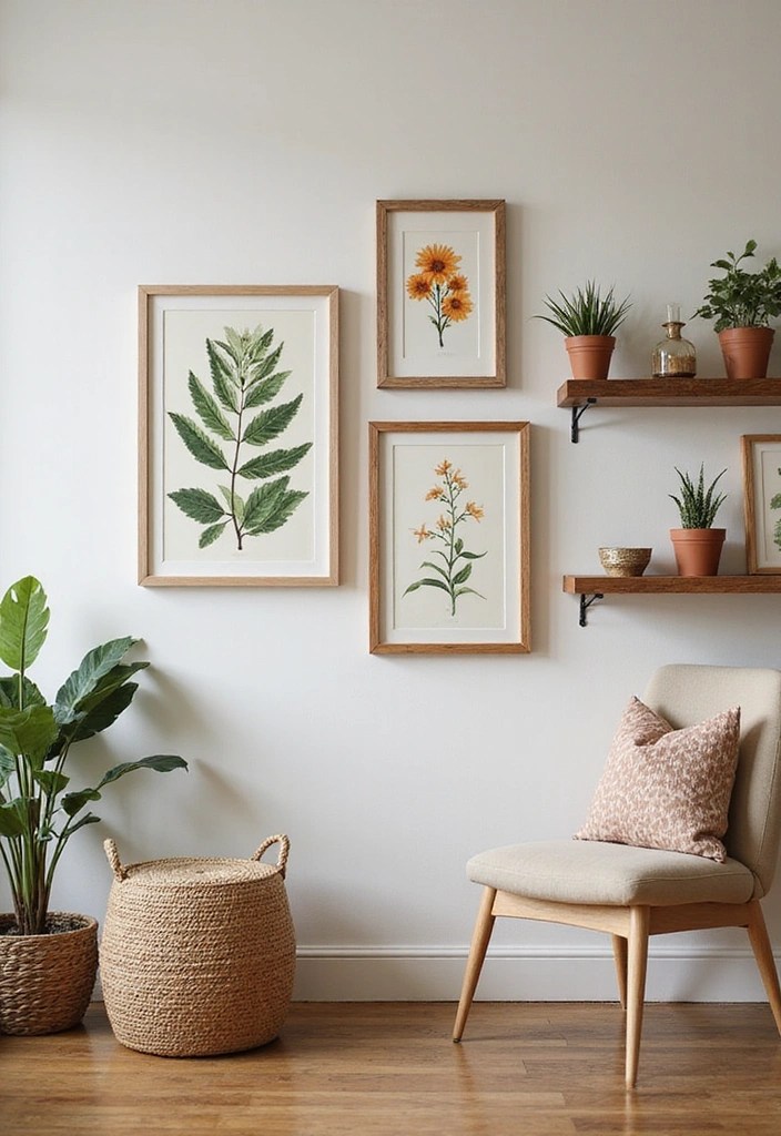 15 Bohemian Vibes Decor Ideas That'll Make You Feel Like You've Stepped into a 70s Dream! - 2. Nature-Inspired Wall Art