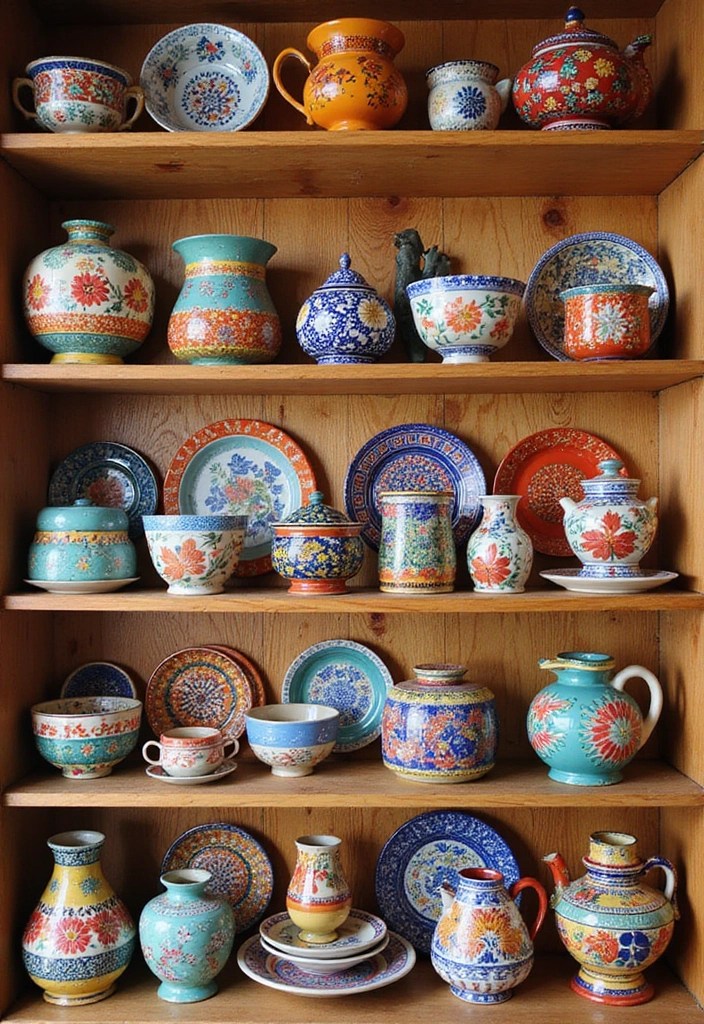 15 Bohemian Vibes Decor Ideas That'll Make You Feel Like You've Stepped into a 70s Dream! - 5. Colorful Ceramics